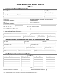 Form U-1 Uniform Application to Register Securities