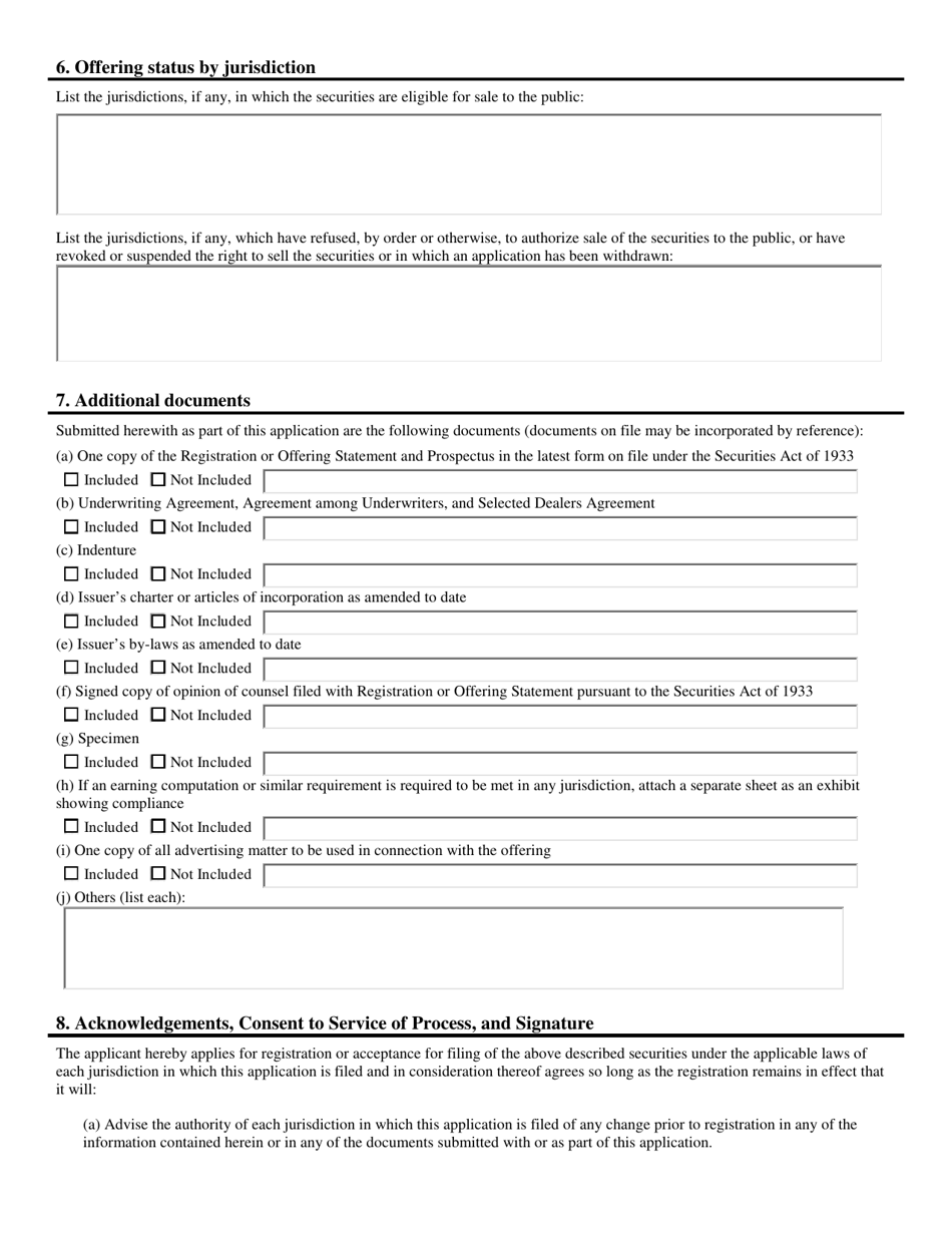 Form U-1 Uniform Application to Register Securities, Page 3