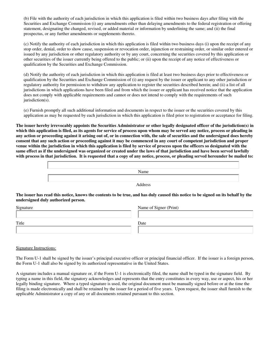 Form U-1 Uniform Application to Register Securities, Page 4