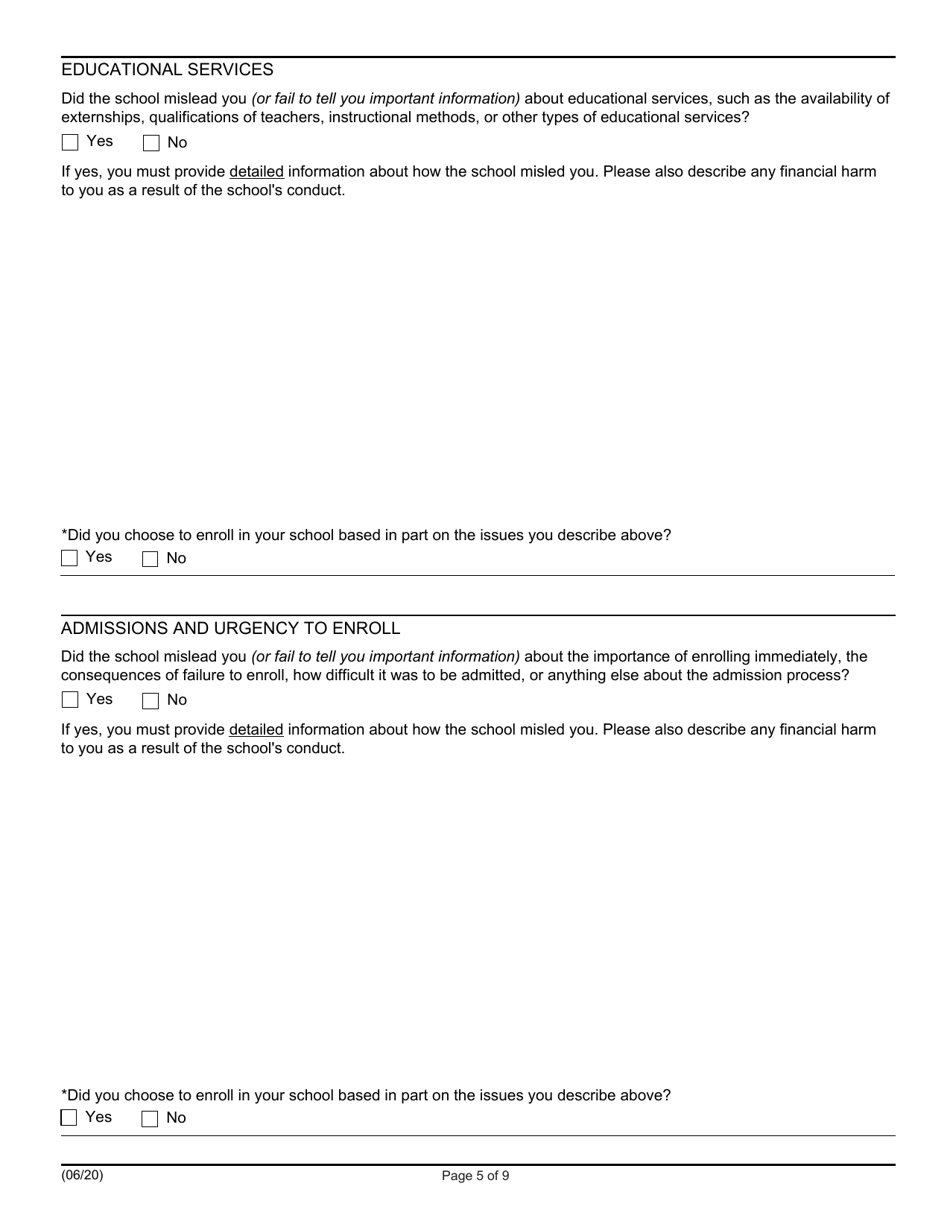 Application for Borrower Defense to Loan Repayment Fill Out, Sign