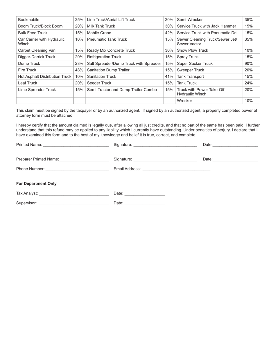 Form REF-1000 (State Form 50854) Claim for Fuel Tax Refund - Indiana, Page 3