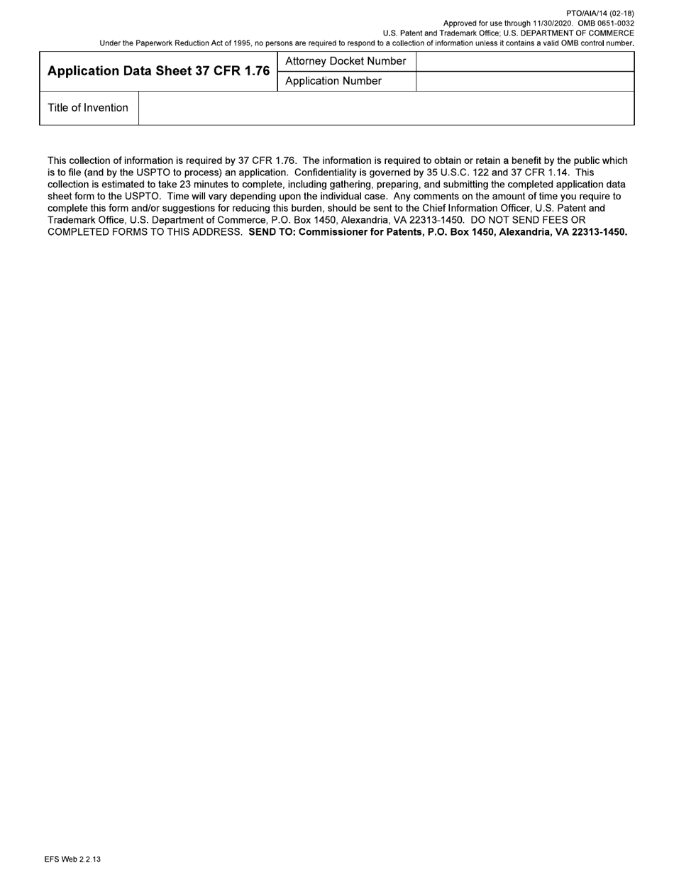 Form PTO / AIA / 14 Application Data Sheet 37 Cfr 1.76, Page 7