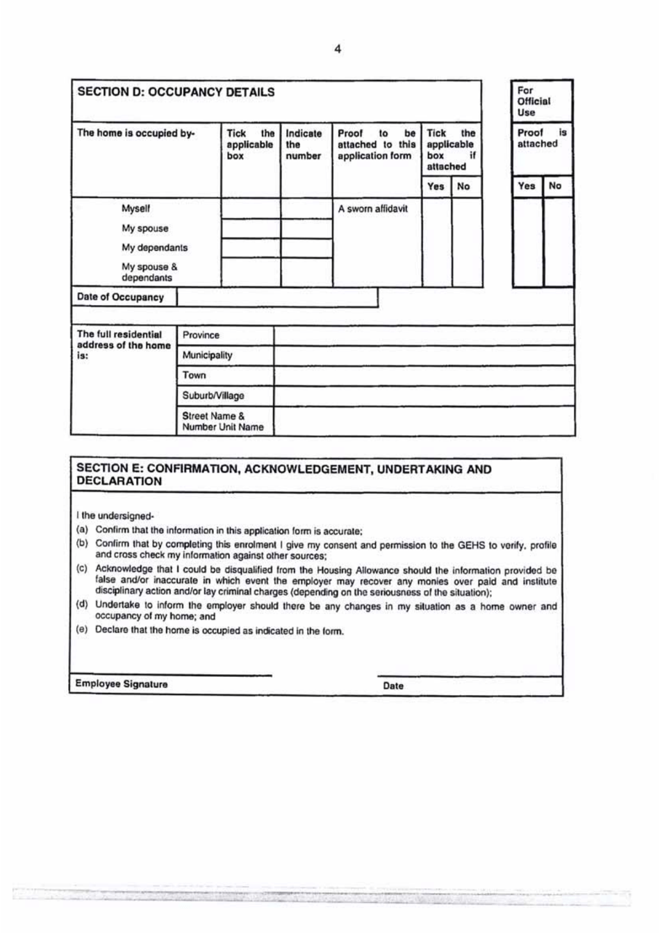 Western Cape South Africa Gehs Employee Enrolment Housing Allowance