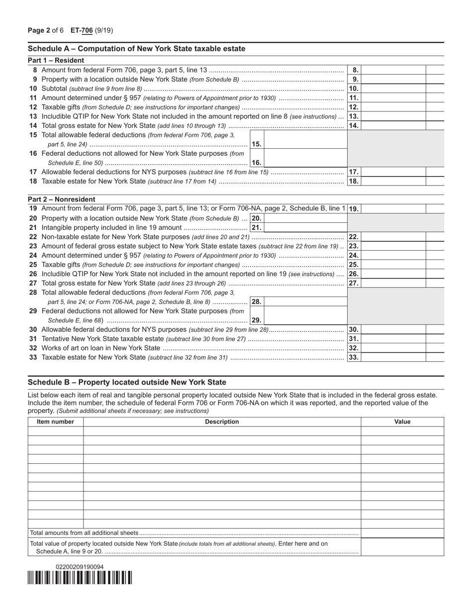 Form ET-706 - Fill Out, Sign Online and Download Printable PDF, New ...