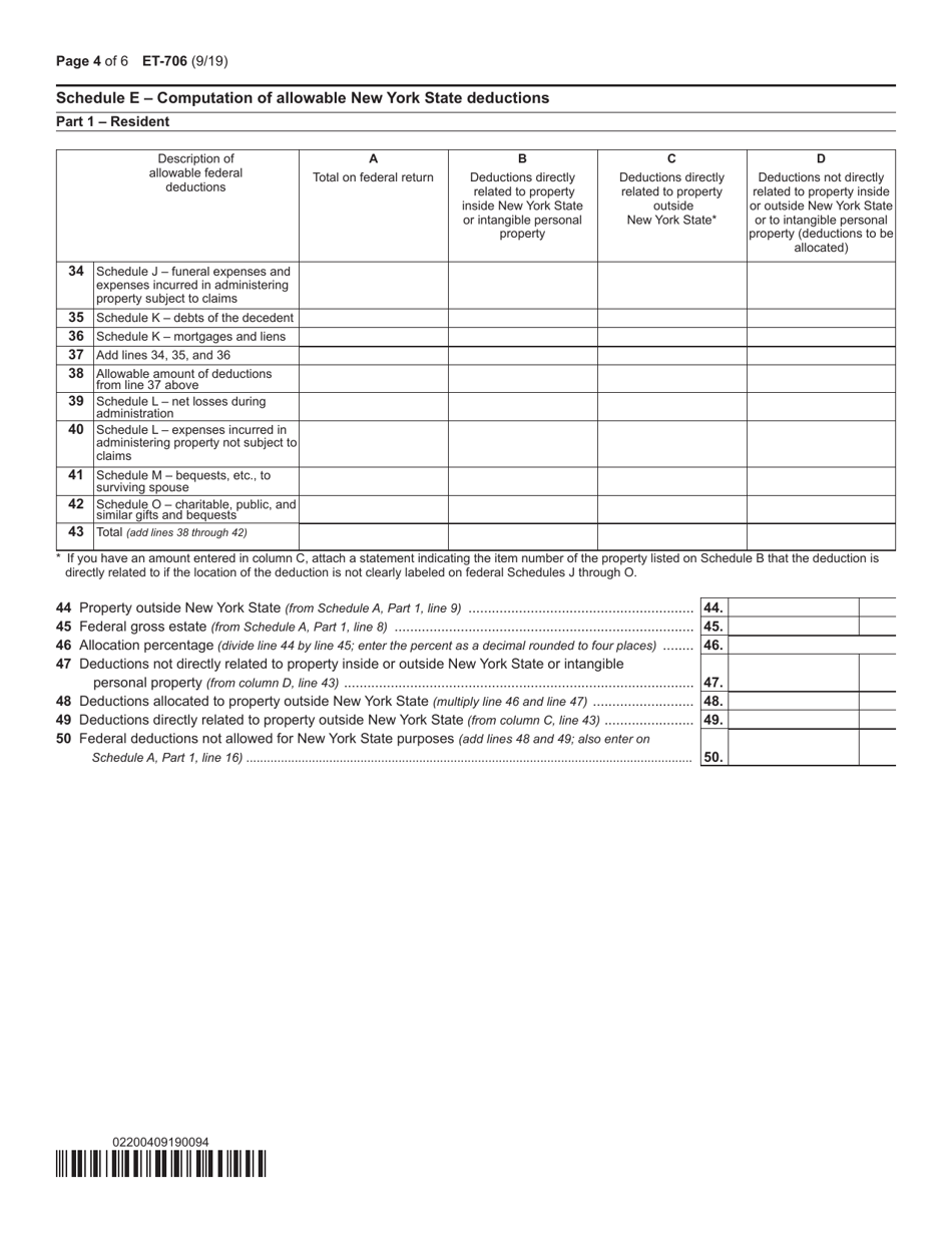 Form ET-706 - Fill Out, Sign Online and Download Printable PDF, New ...