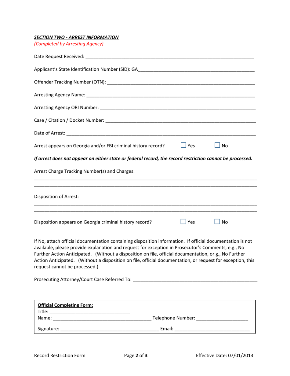 Request to Restrict Arrest Record - Georgia (United States), Page 3