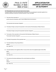Form 635_0114 Application for Amended Certificate of Authority - Iowa