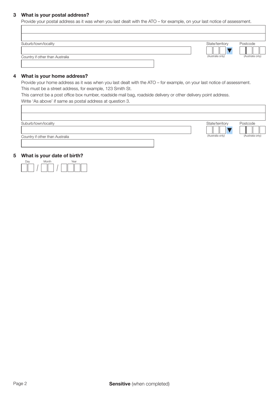 Form NAT2817 Change of Details for Individuals - Australia, Page 2