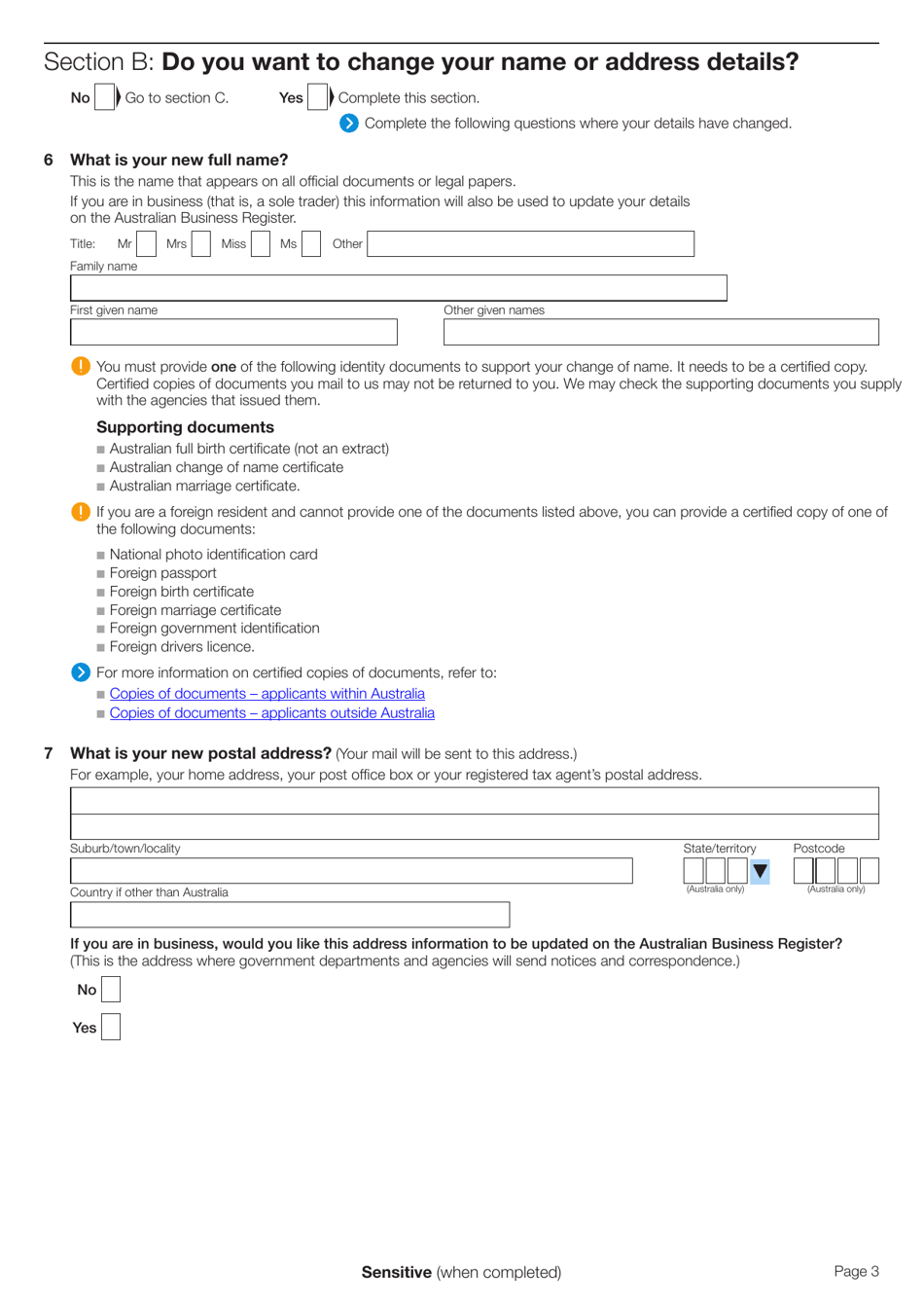 Form NAT2817 Change of Details for Individuals - Australia, Page 3