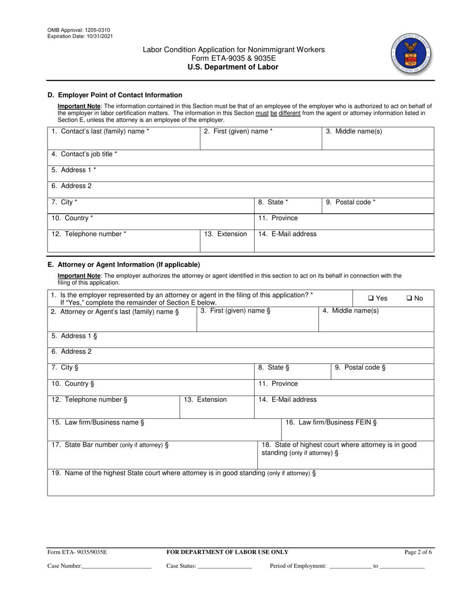 Form ETA9035/9035E Fill Out, Sign Online and Download Fillable PDF