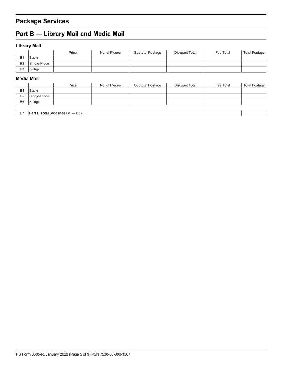 PS Form 3605-R Postage Statement - Package Services, Page 5