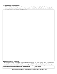 Form ERD-4206 Discrimination Complaint Wisconsin Fair Employment Law - Wisconsin, Page 3