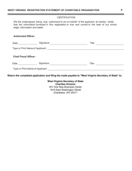 Form CHR-1 Registration Statement of Charitable Organizations - West Virginia, Page 5