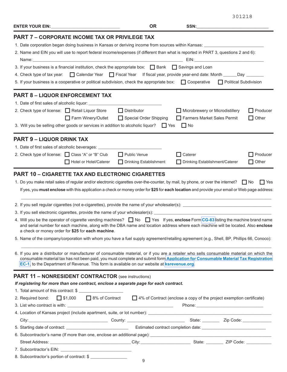 Form CR-16 Business Tax Application - Kansas, Page 3