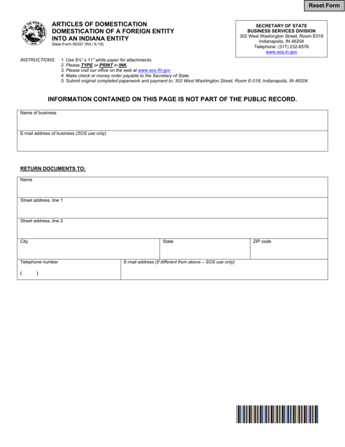 State Form 56357  Printable Pdf