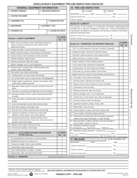 Optional Form 296 Vehicle/Heavy Equipment Pre-use Inspection Checklist