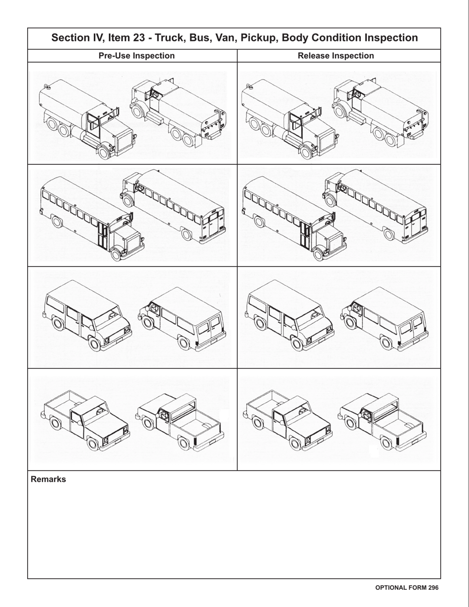 Optional Form 296 Vehicle / Heavy Equipment Pre-use Inspection Checklist, Page 5