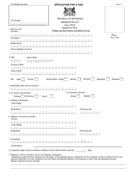 Document preview: Form 1 Republic of Botswana Visa Application Form