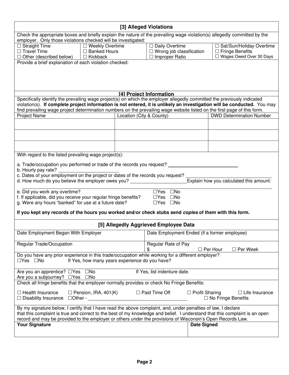 Form ERD9850 Download Printable PDF or Fill Online Wisconsin