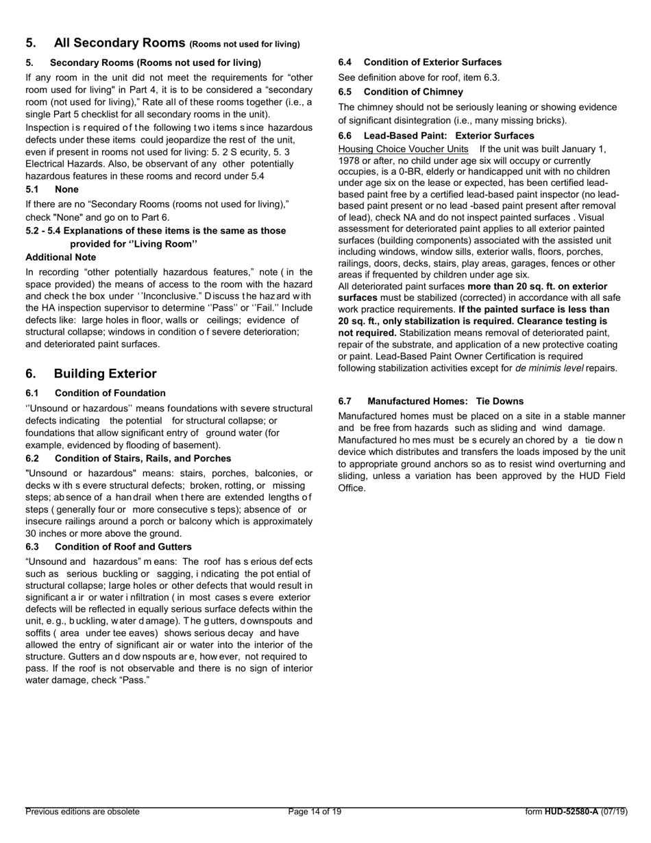 Form HUD-52580-A Inspection Form Housing Choice Voucher Program, Page 14