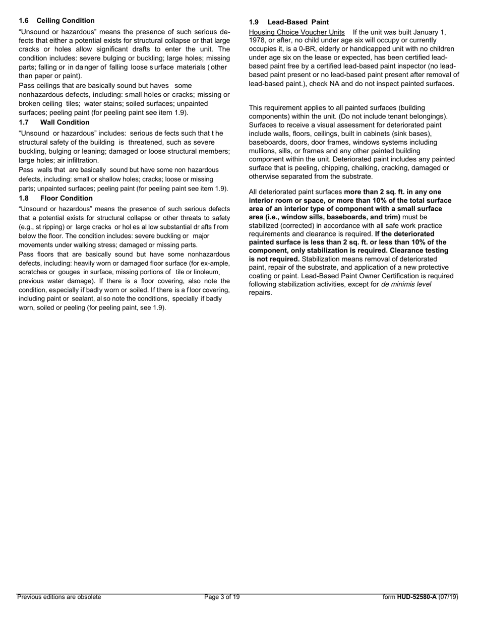 Form HUD-52580-A Inspection Form Housing Choice Voucher Program, Page 3