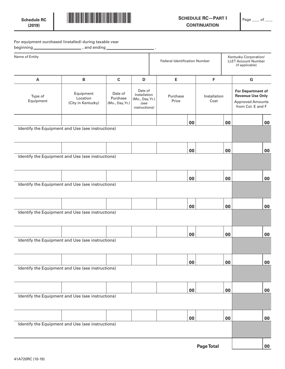 Form 41A720RC Schedule RC Application for Income Tax / Llet Credit for Recycling and / or Composting Equipment or Major Recycling Project - Kentucky, Page 3