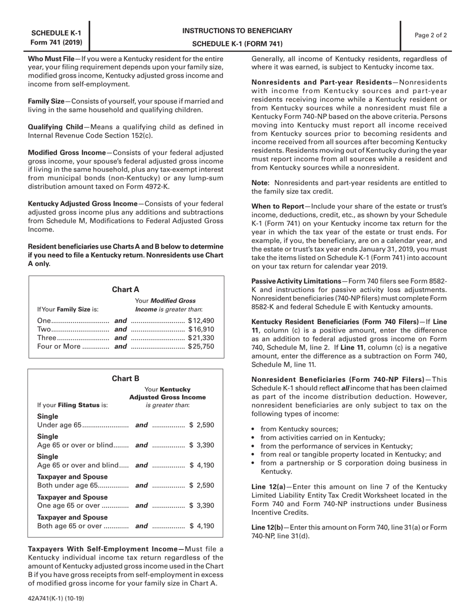 Form 741 (42A741(K-1)) Schedule K-1 Kentucky Beneficiarys Share of Income, Deductions, Credits, Etc - Kentucky, Page 2