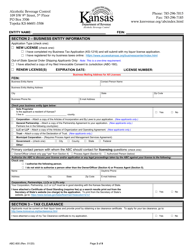 Form ABC-800 Kansas Liquor License Application - Kansas, Page 3