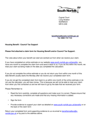 Document preview: Housing and Council Tax Benefit Application - South Norfolk, Norfolk, United Kingdom