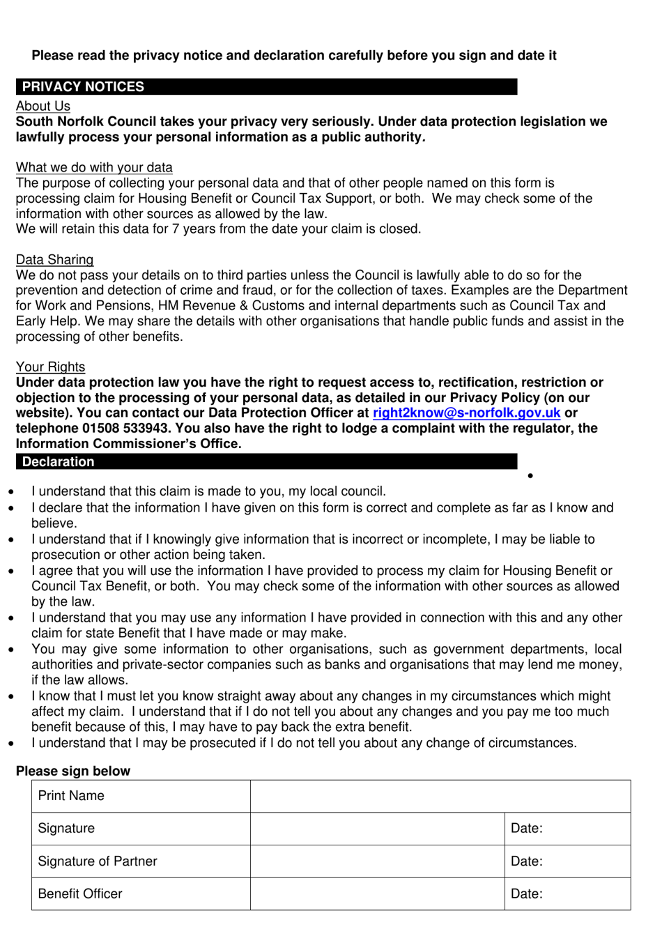 Housing and Council Tax Benefit Application - South Norfolk, Norfolk, United Kingdom, Page 9