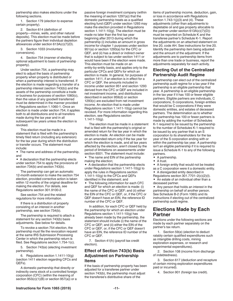 Instructions for IRS Form 1065 U.S. Return of Partnership Income, Page 11