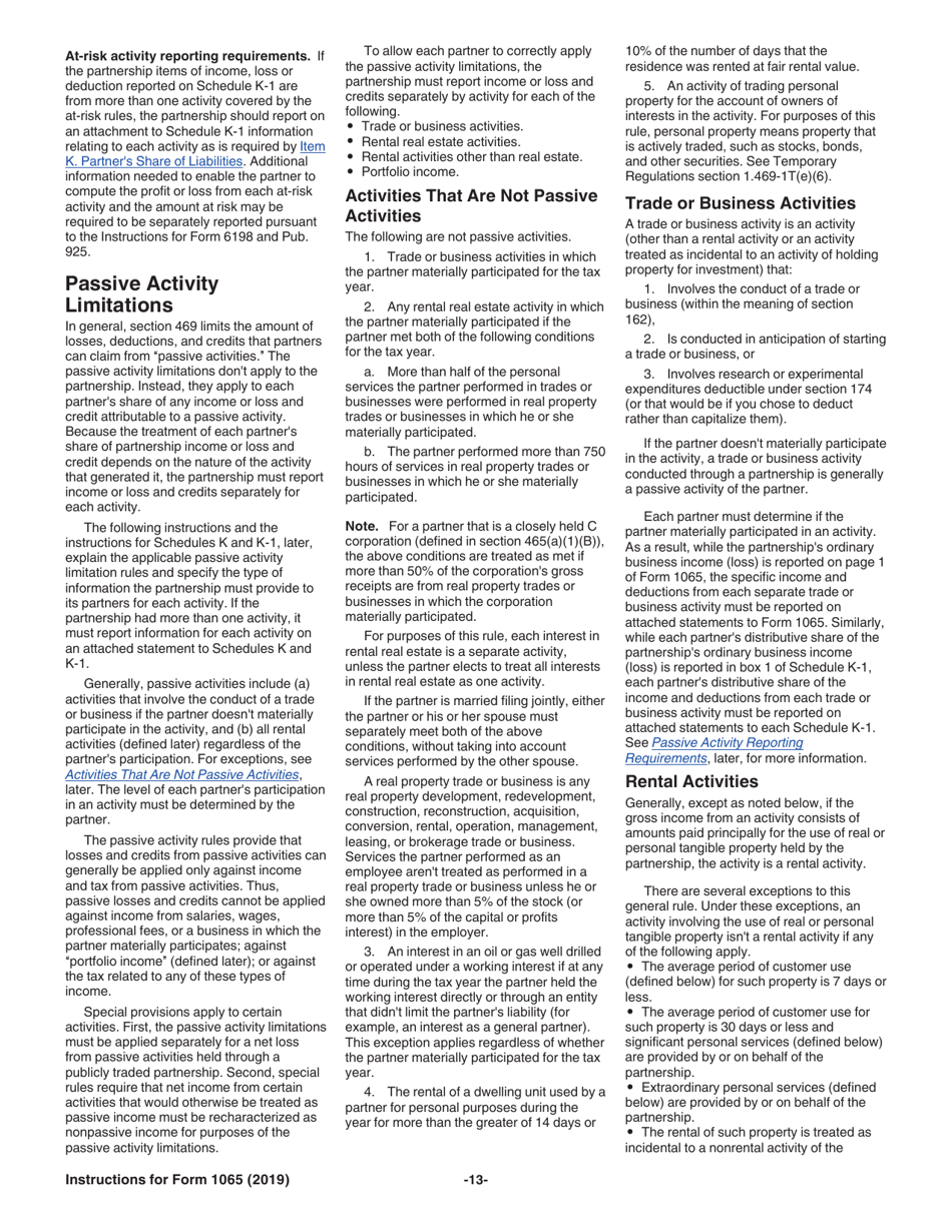 Instructions for IRS Form 1065 U.S. Return of Partnership Income, Page 13