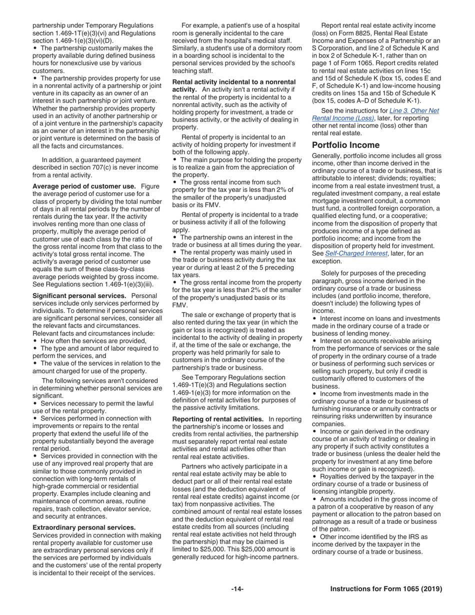 Instructions for IRS Form 1065 U.S. Return of Partnership Income, Page 14