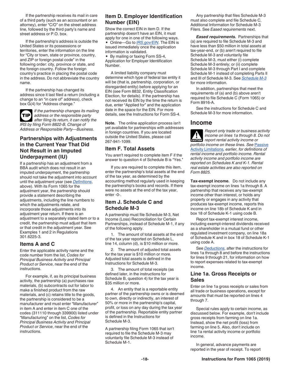 Instructions for IRS Form 1065 U.S. Return of Partnership Income, Page 18