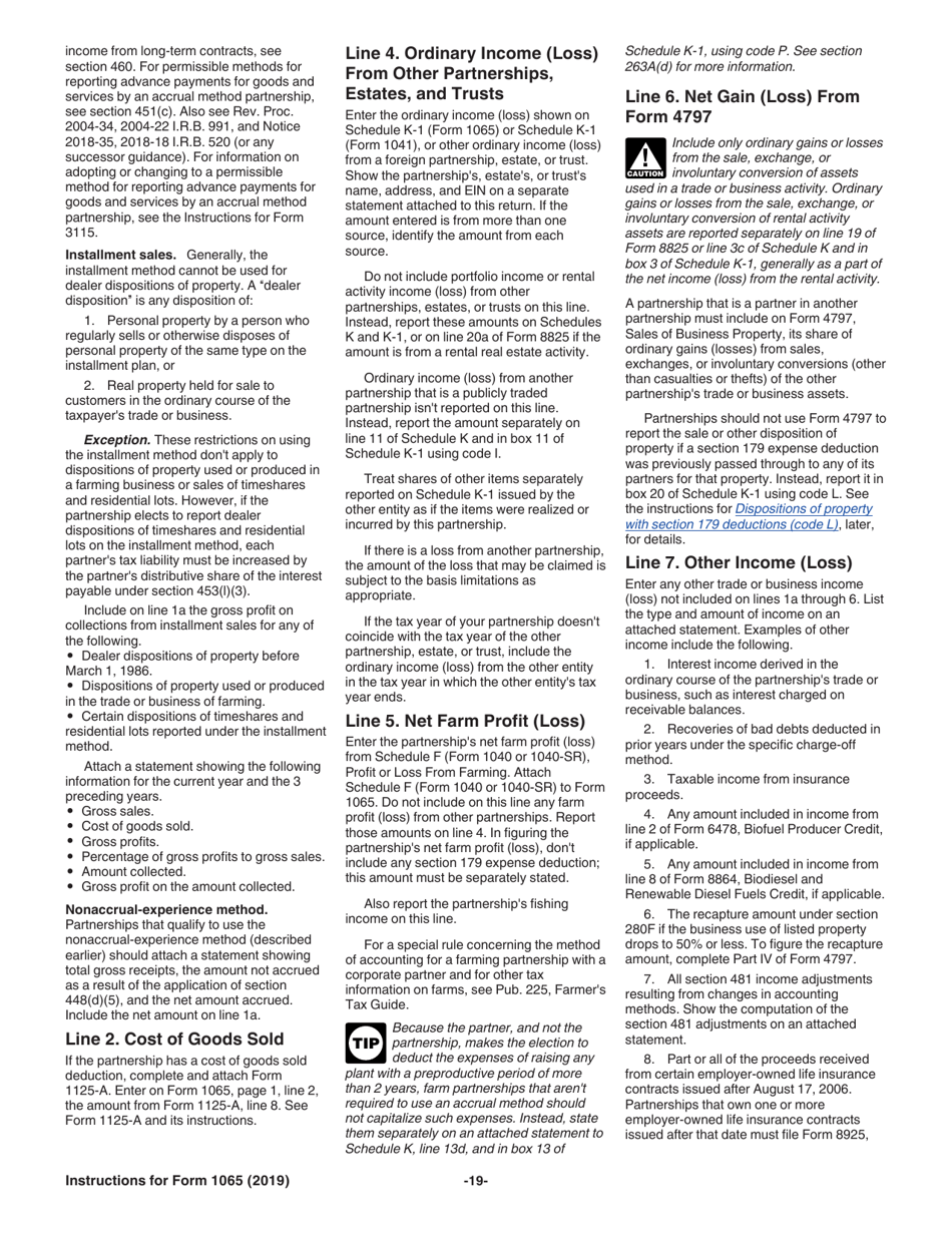 Instructions for IRS Form 1065 U.S. Return of Partnership Income, Page 19