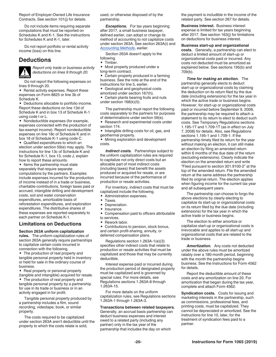 Instructions for IRS Form 1065 U.S. Return of Partnership Income, Page 20
