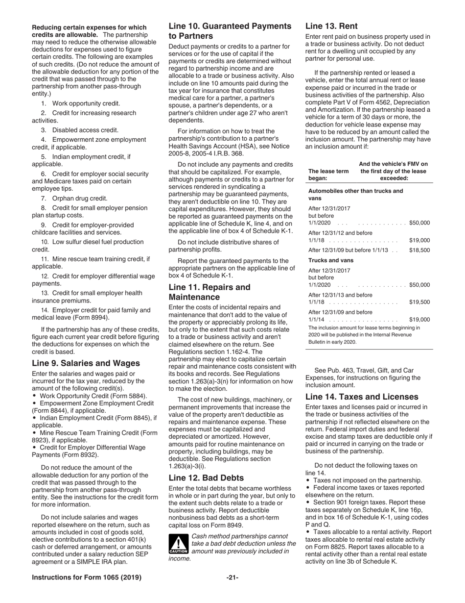 Instructions for IRS Form 1065 U.S. Return of Partnership Income, Page 21