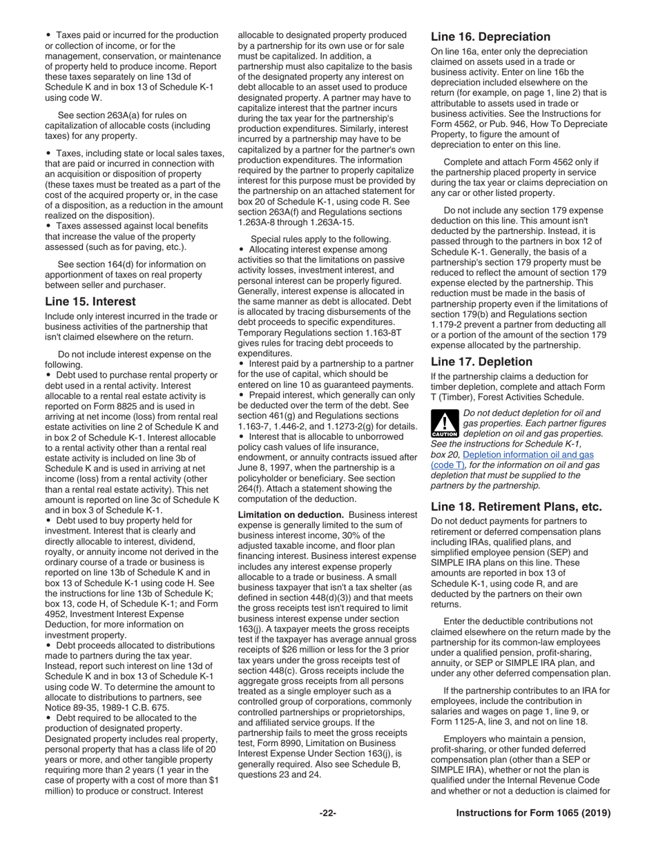 Instructions for IRS Form 1065 U.S. Return of Partnership Income, Page 22