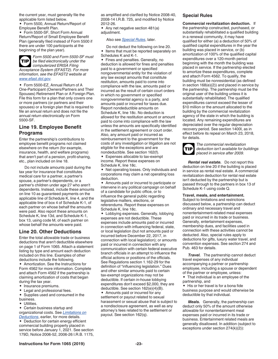 Instructions for IRS Form 1065 U.S. Return of Partnership Income, Page 23