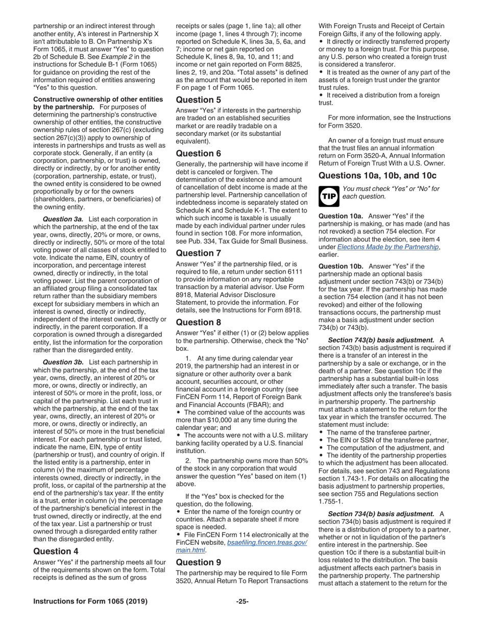 Instructions for IRS Form 1065 U.S. Return of Partnership Income, Page 25