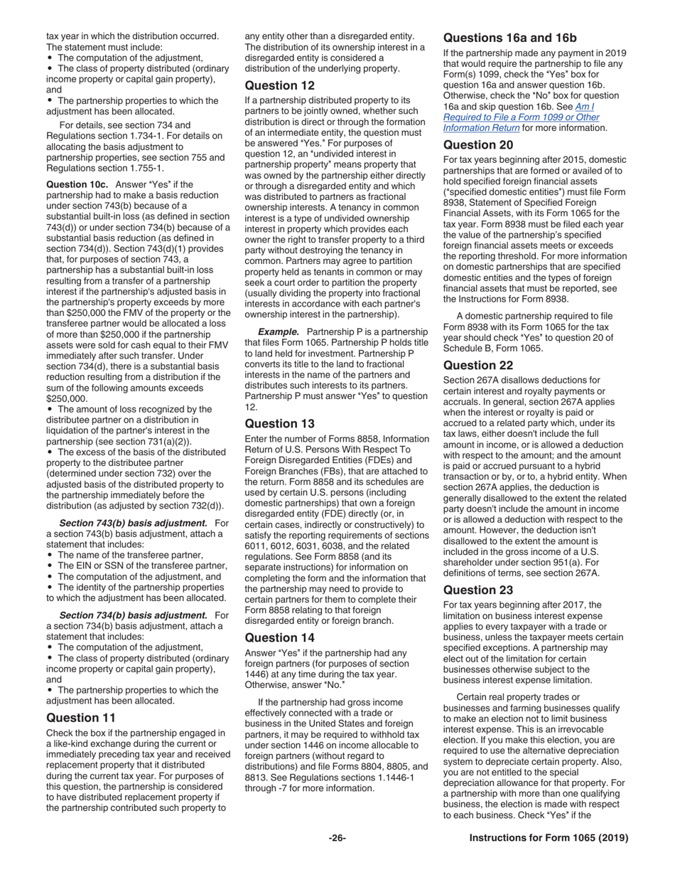Instructions for IRS Form 1065 U.S. Return of Partnership Income, Page 26