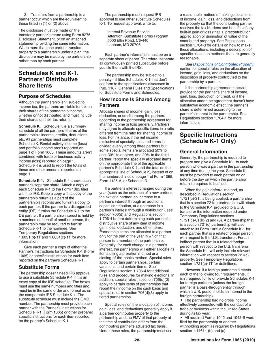 Instructions for IRS Form 1065 U.S. Return of Partnership Income, Page 28