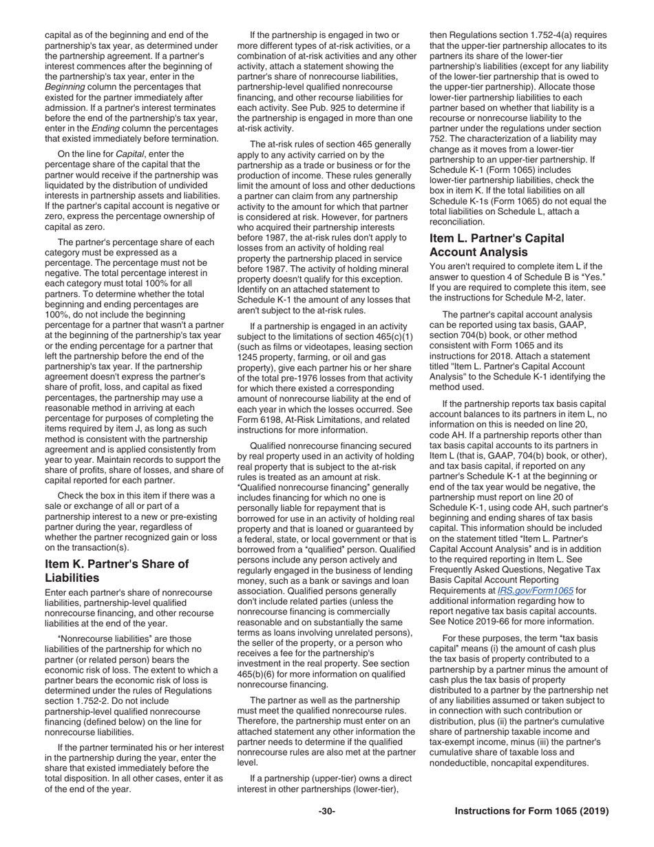 Instructions for IRS Form 1065 U.S. Return of Partnership Income, Page 30