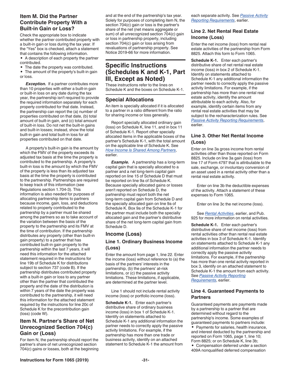 Instructions for IRS Form 1065 U.S. Return of Partnership Income, Page 31