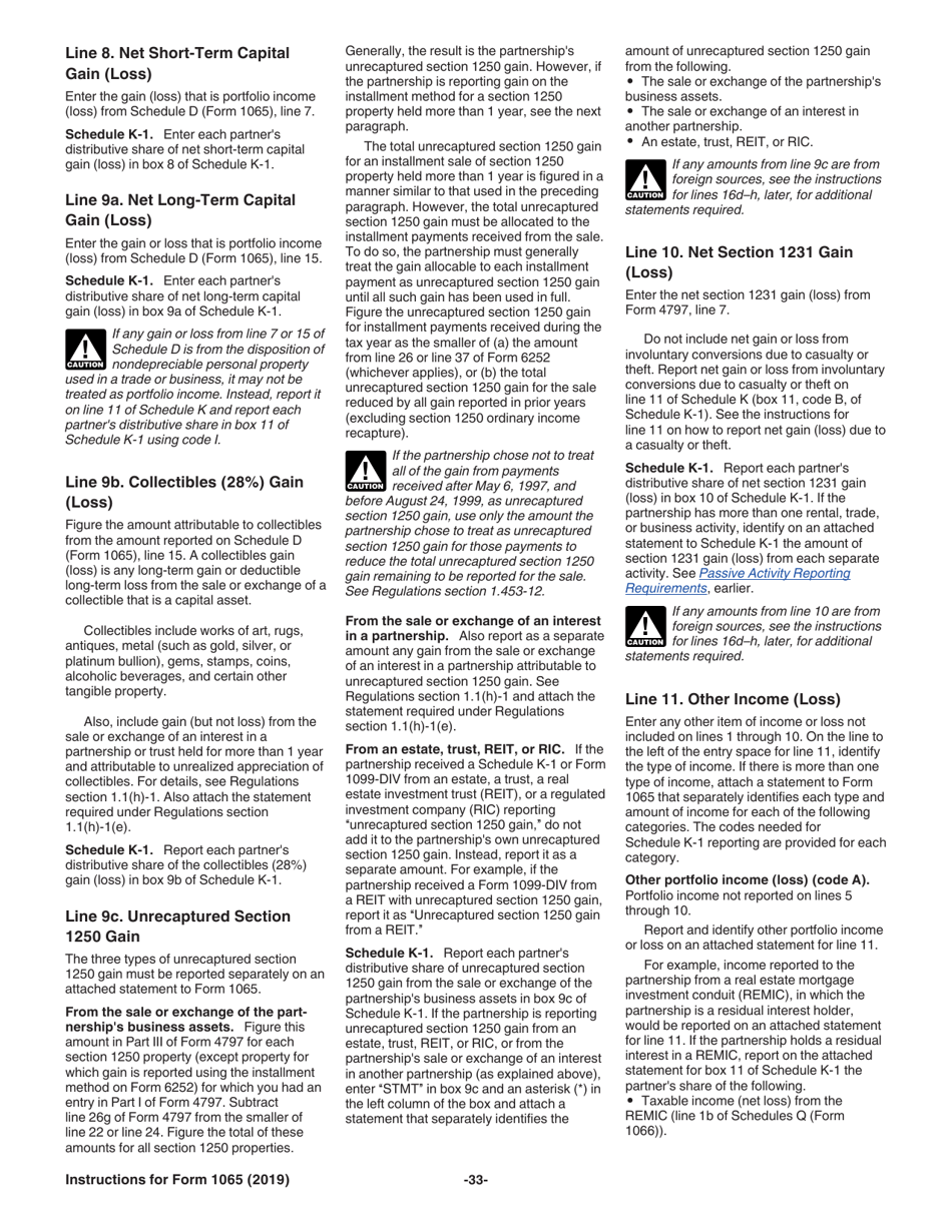 Instructions for IRS Form 1065 U.S. Return of Partnership Income, Page 33