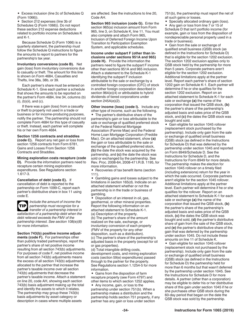 Instructions for IRS Form 1065 U.S. Return of Partnership Income, Page 34