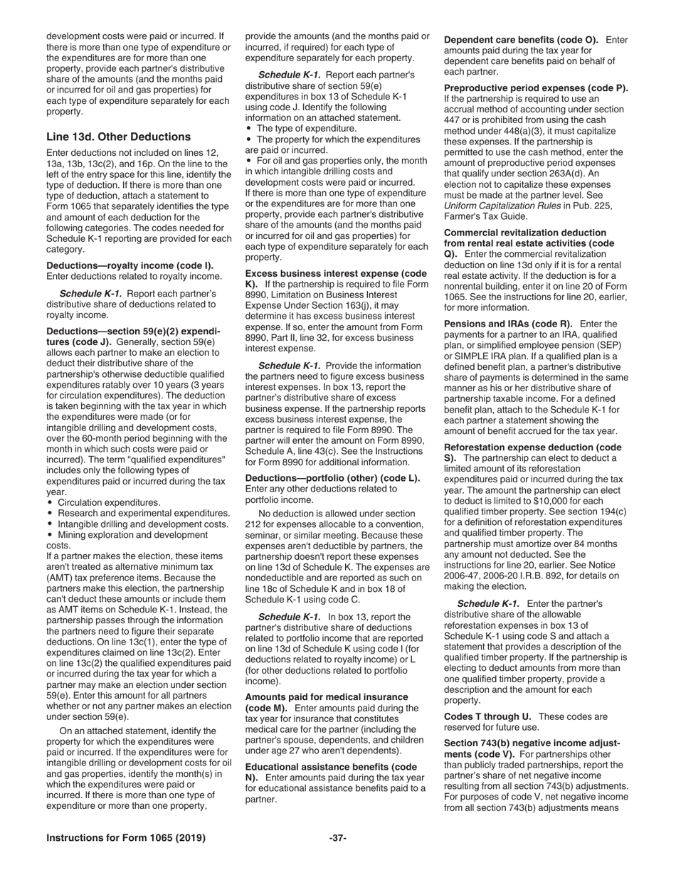 Instructions for IRS Form 1065 U.S. Return of Partnership Income, Page 37