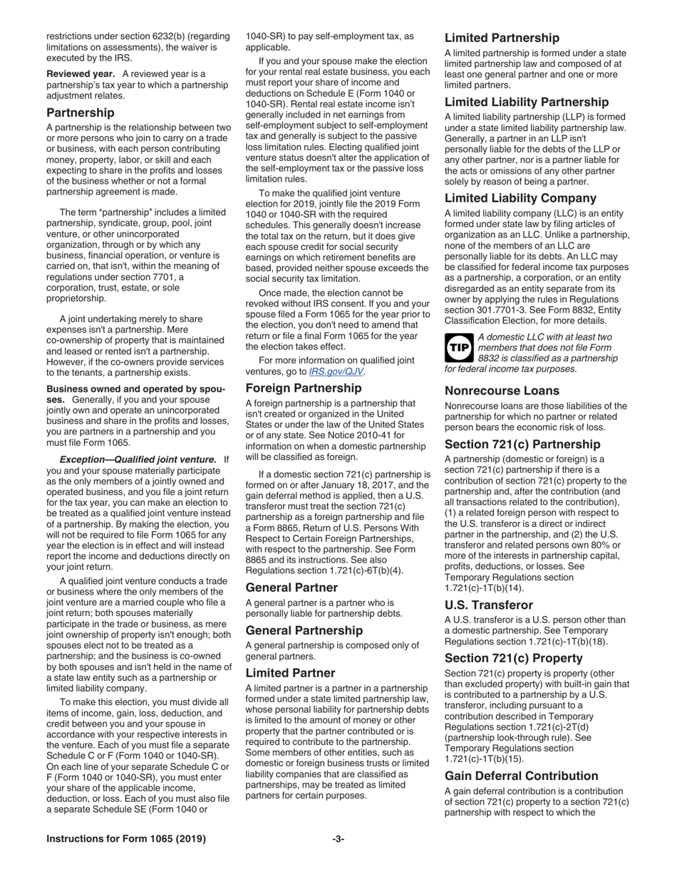 Instructions for IRS Form 1065 U.S. Return of Partnership Income, Page 3