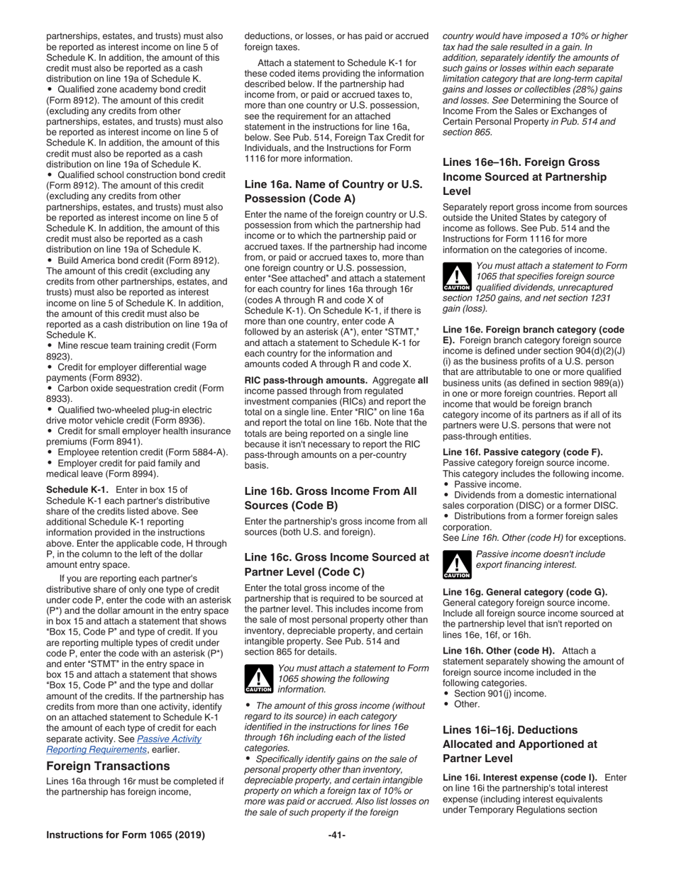 Instructions for IRS Form 1065 U.S. Return of Partnership Income, Page 41
