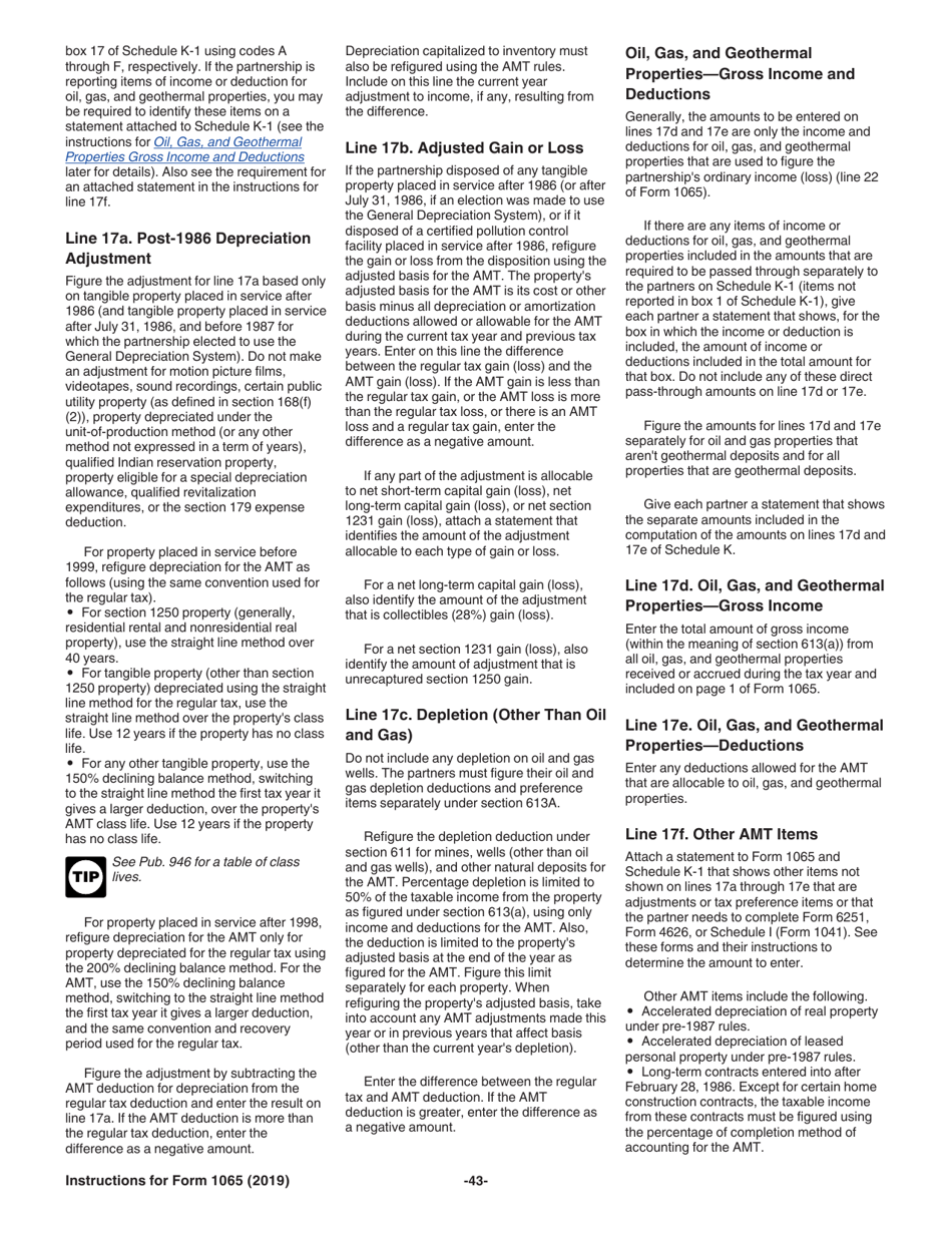 Instructions for IRS Form 1065 U.S. Return of Partnership Income, Page 43